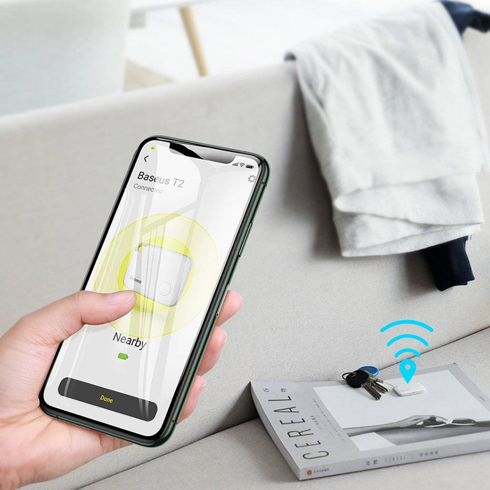 Baseus T2 keychain mini wireless key and other object finder white (ZLFDQT2-02)