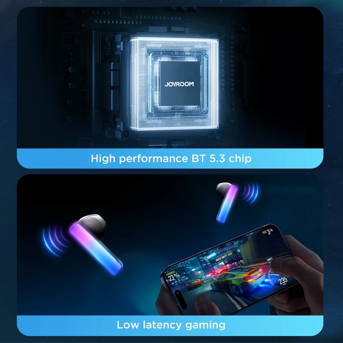 Écouteurs sans fil TWS Joyroom JR-TC1 IceLens Series avec lumières LED - blanc