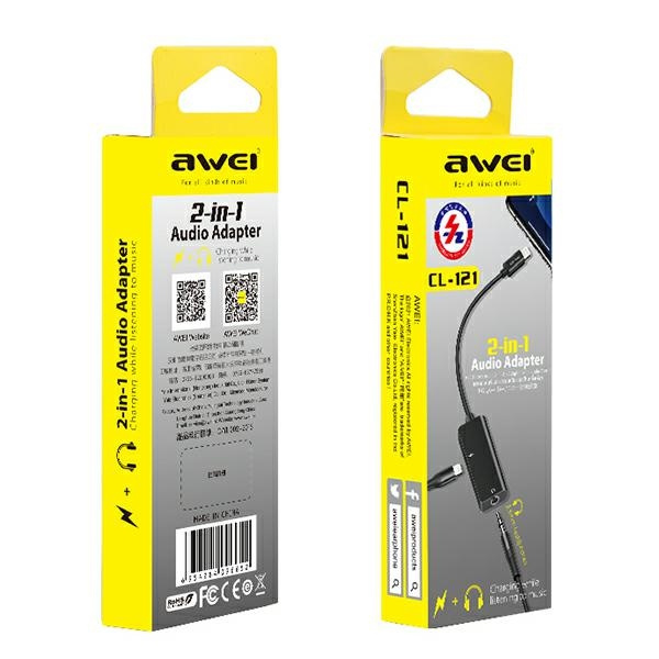 AWEI Adaptateur CL-121 Lightning/ Jack 3.5 2in1 noir/noir