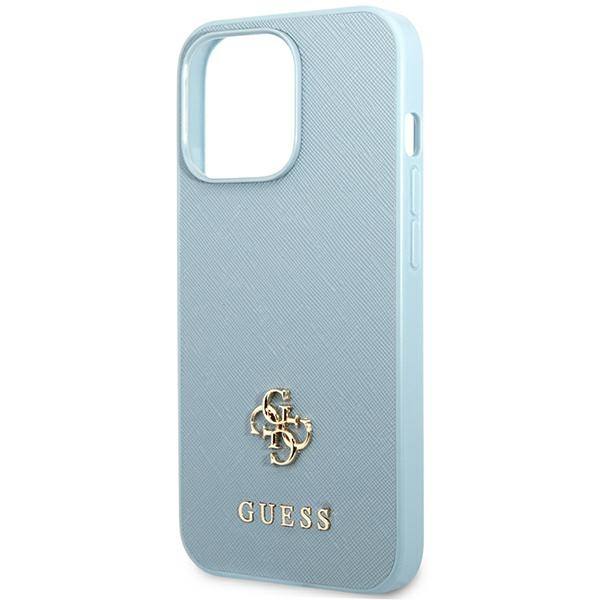 Case GUESS Apple iPhone 13 Pro Max Saffiano 4G Small Metal Logo Blue Hardcase
