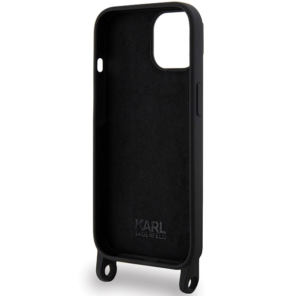 Case Karl Lagerfeld KLHCP15SSCBSKNK iPhone 15 6.1" hardcase black/black Crossbody Silicone Ikonik Case