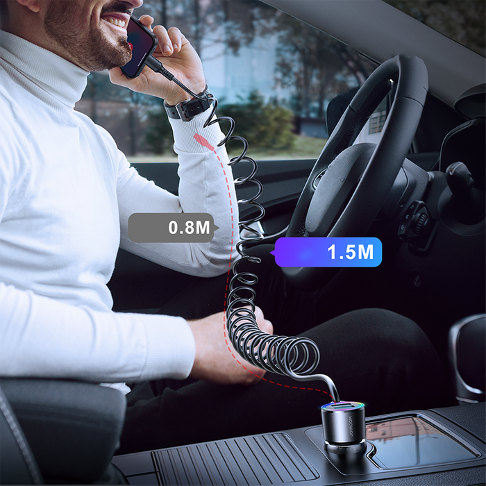 Cargador de coche rápido 3 en 1 Joyroom con cable Lightning 1,5m 17W negro (JR-CL25)