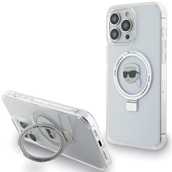Hülle Karl Lagerfeld KLHMP15LHMRSKHH iPhone 15 Pro 6.1" weiß/weiß hartcase Ring Stand Karl Head MagSafe Case