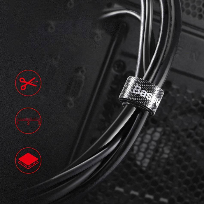 Baseus Rainbow Circle hook and loop Straps to organizing cables 1m Black (ACMGT-E01)