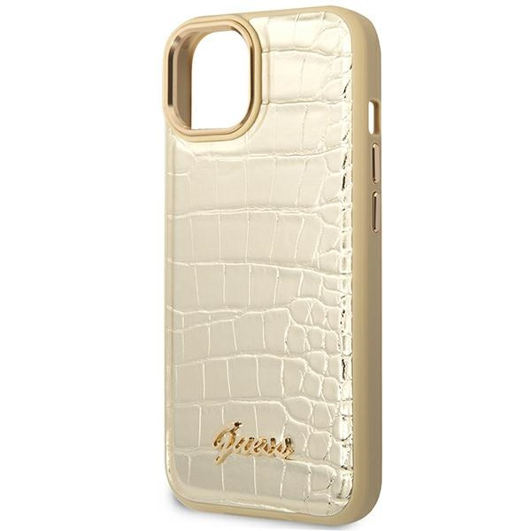 Case GUESS Apple iPhone 14 Plus Croco Collection Gold Hardcase