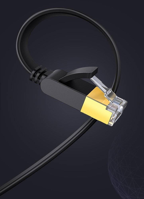 Ugreen Flat Cable Internet Network Cable Ethernet Patchcord RJ45 Cat 7 STP LAN 10 Gbps 3m Black (NW106 11262)