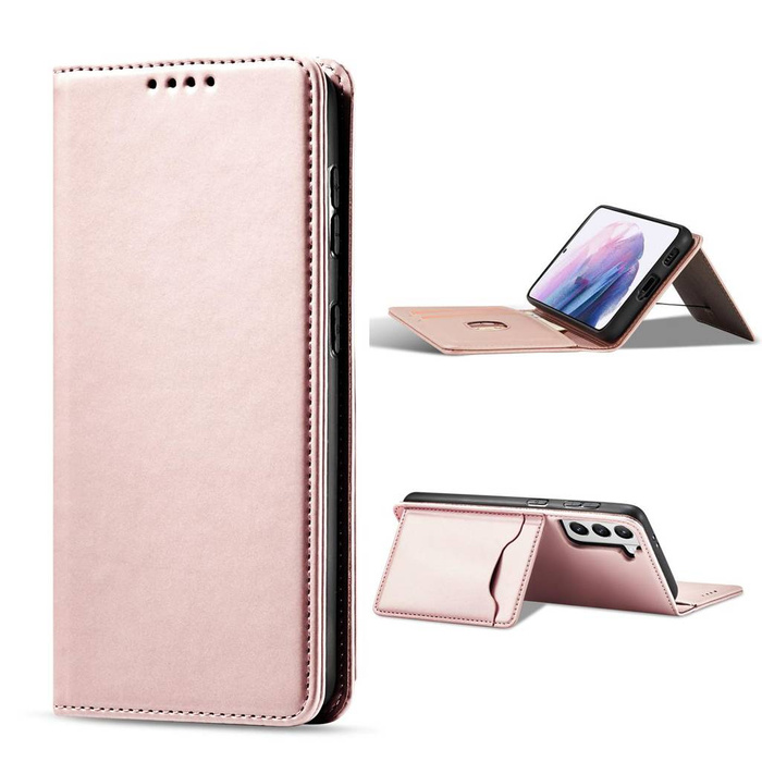 Magnet Kartenetui für Samsung Galaxy S22+ (S22 Plus) Etui Geldbörse Kartenhalter Pink