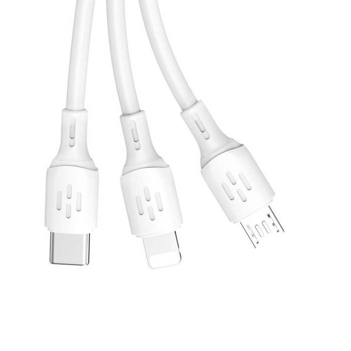 Cable USB - USB C / micro USB / Lightning 480Mb/s 6A 1.2m - blanco