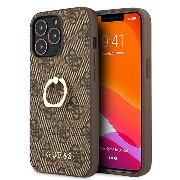 Hülle GUESS Apple iPhone 13 13 Pro 4G mit Ring Stand braun Hardcase