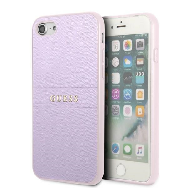 Case Guess Guhci8psasbpu iPhone 7/8 / Se 2020 / Se 2022 Hardcase Purple/purple Saffiano Hot Stamp &amp; Metal Logo Case