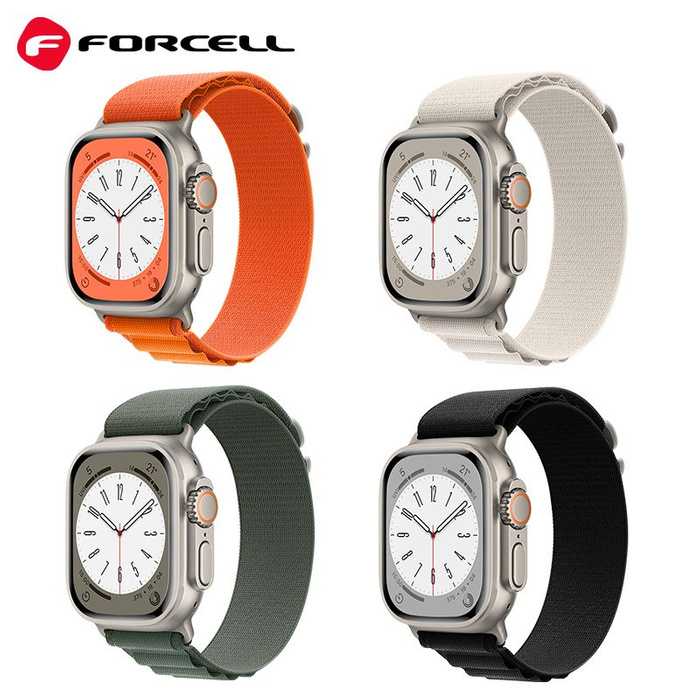 FORCELL F-DESIGN FA13 pasek do APPLE Watch 42 / 44 / 45 / 49 mm pomarańczowy