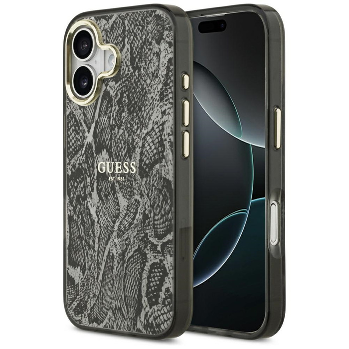 Etui Guess Python Pattern MagSafe do     iPhone 17 czarny