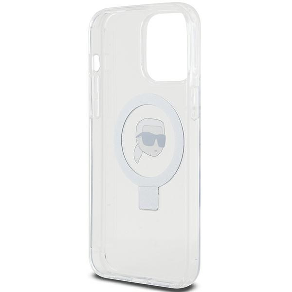 Funda Karl Lagerfeld KLHMP15LHMRSKHH iPhone 15 Pro 6,1" blanco/blanco durocase Soporte de anillo Karl Head MagSafe Case