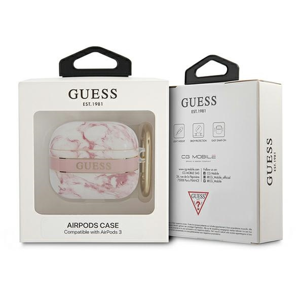 Hülle GUESS Apple AirPods 3 Abdeckung Marmor Riemen Sammlung Rosa Case