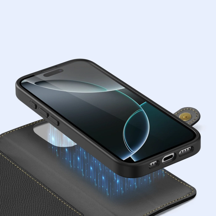 Dux Ducis Lawa Lederhülle für iPhone 16 Pro Max - Schwarz