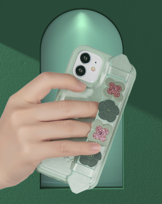 Gélové puzdro Kingxbar Sweet Series zdobené pravými kryštálmi Swarovski so stojanom iPhone 12 Pro Max green