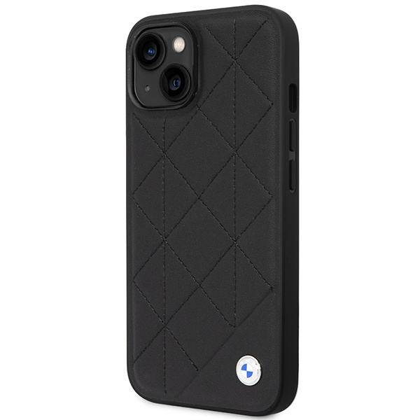 Coque BMW BMHCP14S22RQDK iPhone 14 6.1" Cuir noir/noir matelassé