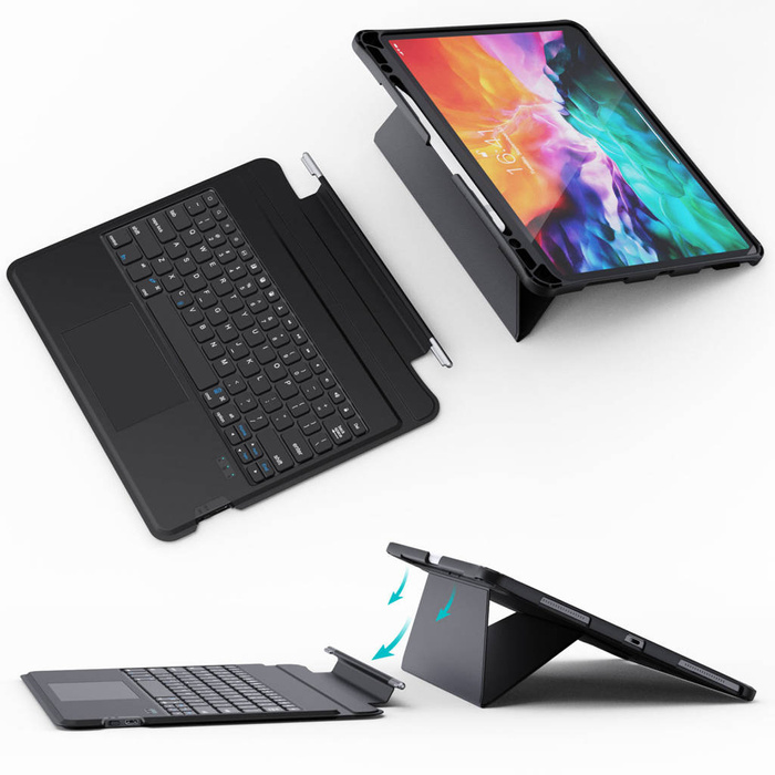 Choetech Tastiera Custodia Cover per iPad Pro 12.9" 2020 / 2021 Tastiera Bluetooth Wireless Nera (BH-015)