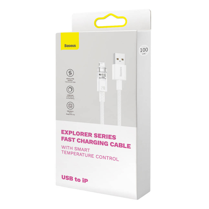 Baseus Explorer Series cable USB - Lightning 2.4A 2 m blanco (CATS010102)