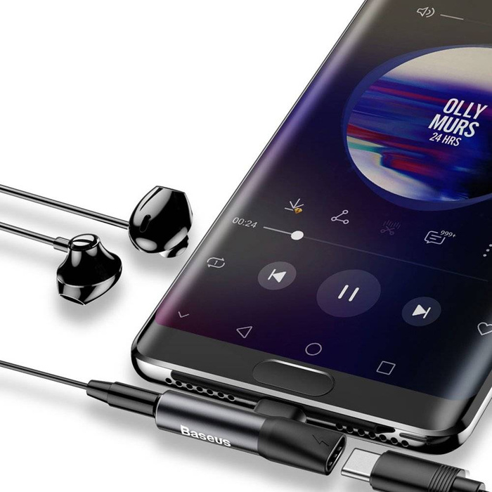 Baseus Audio Converter L41 adaptér USB-C na USB-C adaptér + 3,5mm konektor pro sluchátka černý (CATL41-01)