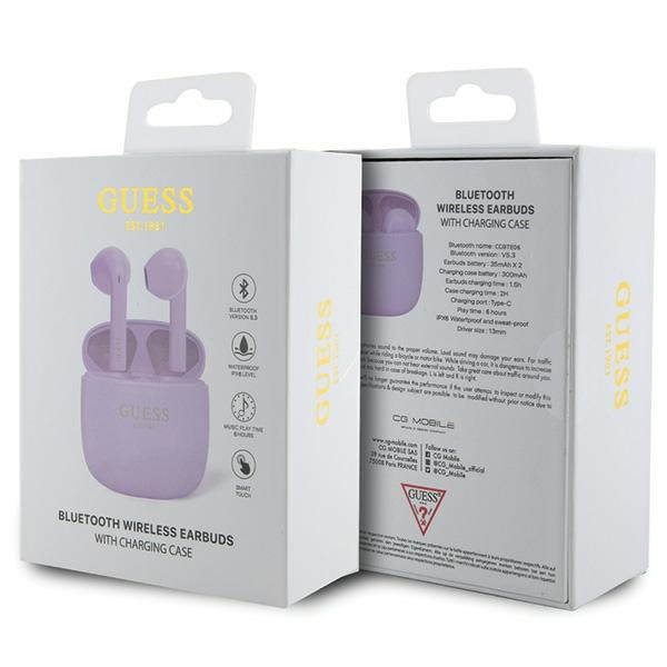 Guess headphones Bluetooth GUTWST26PSU TWS + docking station purple/purple Classic EST Logo