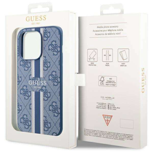 Funda Guess GUHMP14XP4RPSB iPhone 14 Pro Max 6.7" azul/azul durocase 4G Rayas impresas MagSafe Case