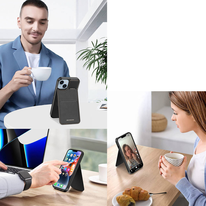 Étui portefeuille 3 en 1 avec support pour iPhone 15 Plus Bloqueur RFID MagSafe Dux Ducis Rafi Mag - Noir