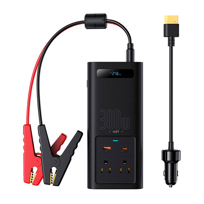 Baseus 300W, 24V, CN / EU autós inverter (fekete)