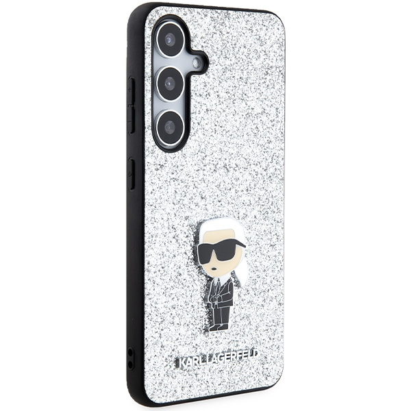 Etui Karl Lagerfeld KLHCS24MGCNPSG S24+ S926 srebrny/silver hardcase Fixed Glitter Ikonik Logo Metal Pin Case
