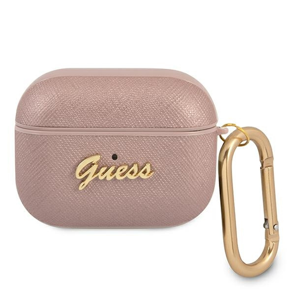 Cover GUESS Apple AirPods Pro Saffiano Script Metal Collection Case rosa