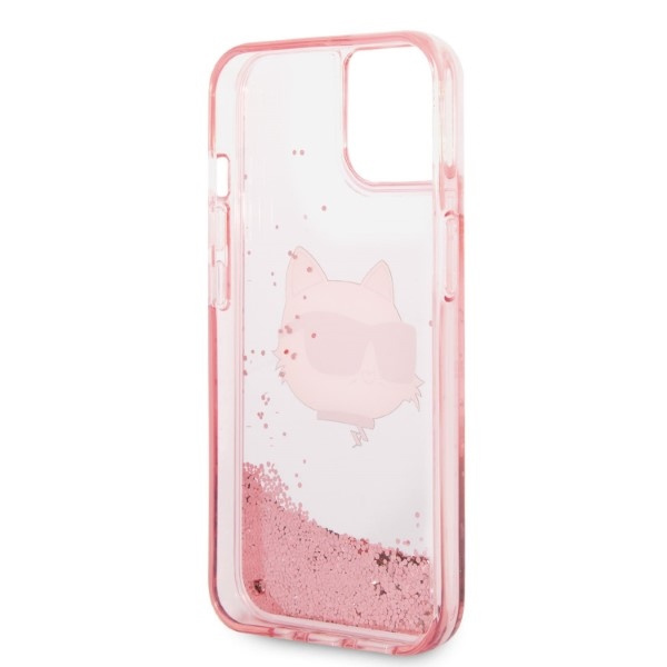 Coque Karl Lagerfeld iPhone 14 Plus 6.7" rose/rose durcase Glitter Tête de Choupette