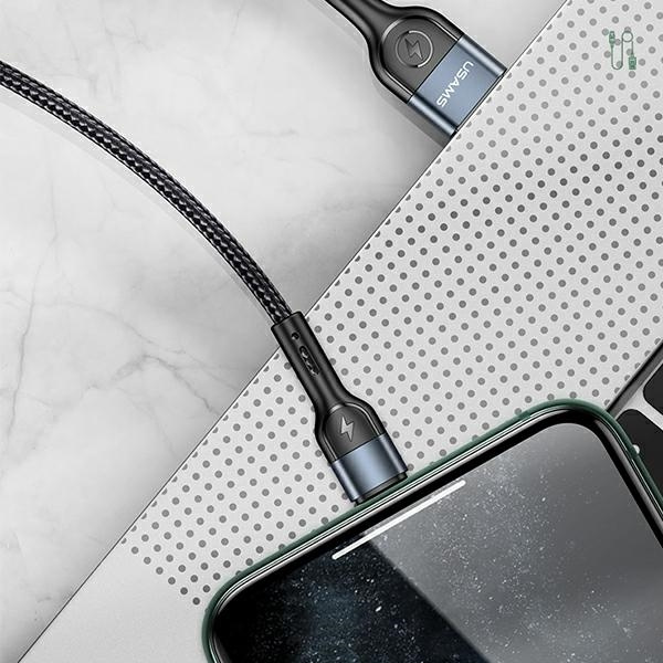 USAMS geflochtenes Kabel Micro USB U55 2A 1m SJ450USB01 US-SJ450 Schwarz