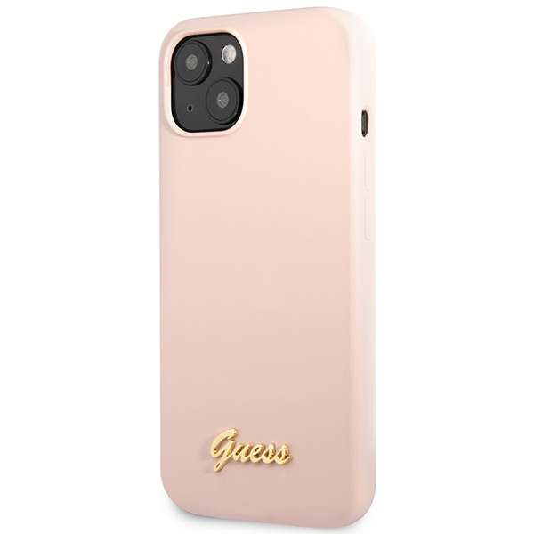 Guess GUHCP13MLSLMGLP iPhone 13 6.1" light pink/light pink hardcase Silicone Script Gold Logo