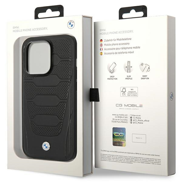 Funda BMW BMHCP14X22RPSK iPhone 14 Pro Max 6,7 "negro / negro Asientos de cuero Patrón