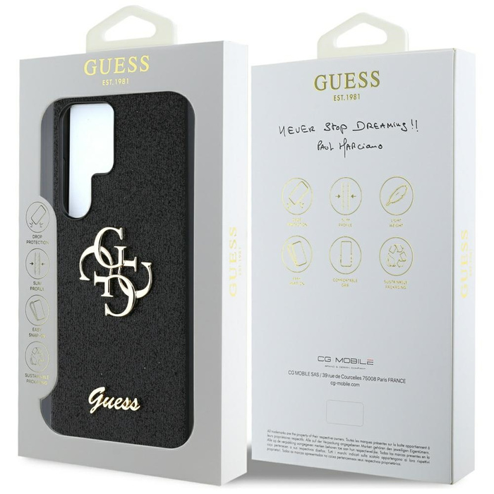 Etui Guess Fixed Glitter Big 4G Metal     Logo do Samsung Galaxy S25 Ultra czarny