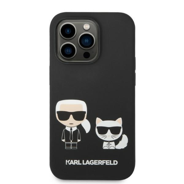 Hülle KARL LAGERFELD Apple iPhone 14 Pro Liquid Silikon Karl &amp; Choupette MagSafe Schwarz Hartcase