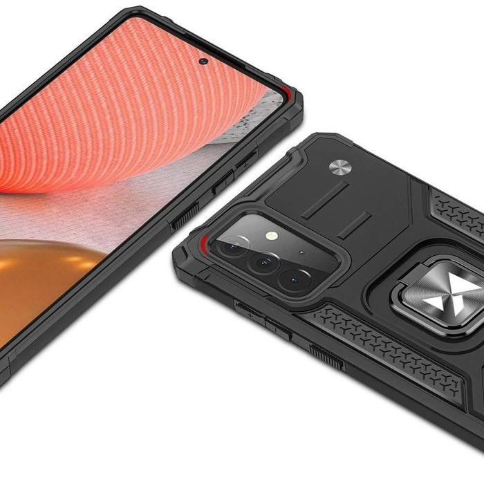 Wozinsky Ring Armor odolný kryt hybridního pouzdra + magnetický držák pro Samsung Galaxy A72 4G růžový