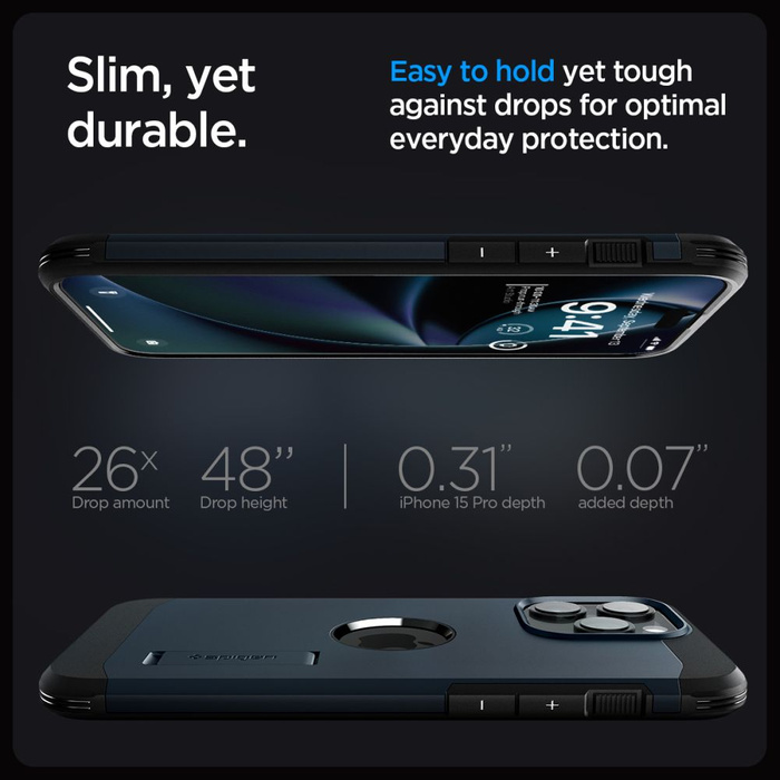 Coque Spigen Tough Armor Mag MagSafe iPhone 15 Pro Métal Ardoise