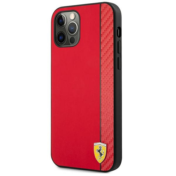 Puzdro FERRARI Apple iPhone 12 Pro Max On Track Carbon Stripe Red Hardcase