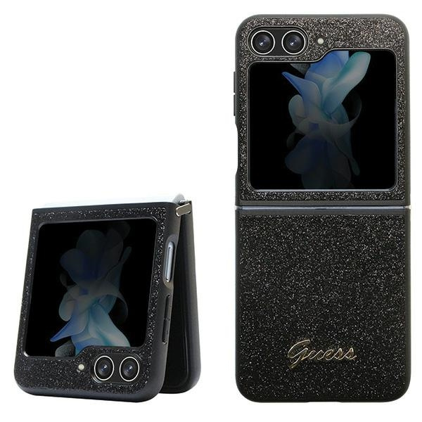 Case Guess GUHCZF5HGGSHK F731 Galaxy Z Flip5 black/black hardcase Glitter Script Case