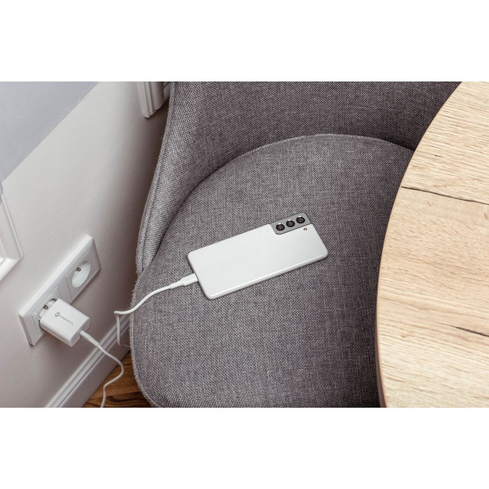 Ładowarka sieciowa do telefonu Forcell F-Energy USB C QC4.0 PD 3A 25W + kabel USB C do USB C TFK-TC-25WPD biała