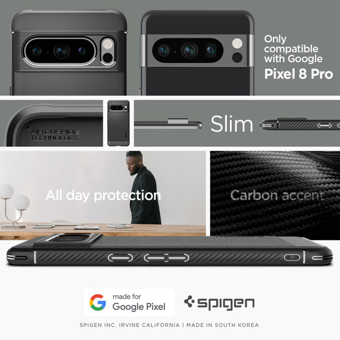 Hülle Spigen Rugged Armor MATTE Google Pixel 8 Pro Schwarz Case