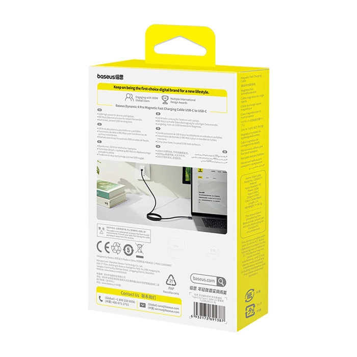 Kabel Baseus Dynamic 4 Pro Fast USB-C - USB-C 100W 1m - czarny