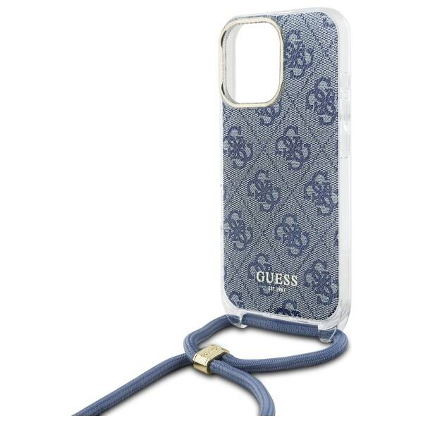 Etui Guess iPhone 16 Pro Max 6.9" niebieski/blue hardcase Crossbody Cord 4G Print