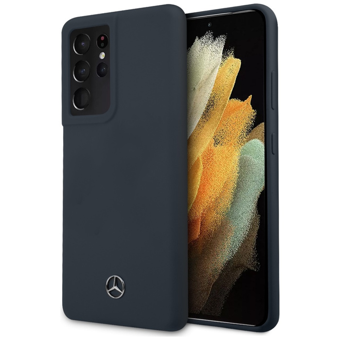 MERCEDES Samsung Galaxy S21 Ultra Silikon Linie MEHCS21LSILNA Blau HardHülle
