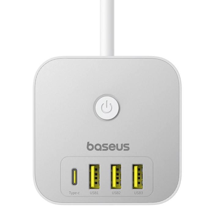 Baseus PowerCombo 7 in 1 Steckdosenleiste Würfel, 3 AC + 3 x USB-A + 1 x USB-C 20W 1,5 m - weiß