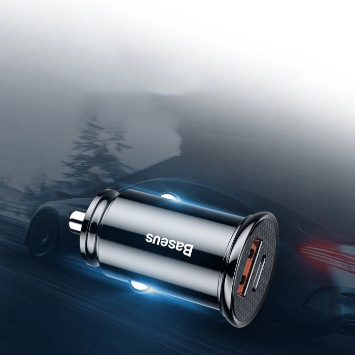 Baseus Circular PPS smart car charger with USB Quick Charge 4.0 QC 4.0 and USB-C PD 3.0 SCP ports black (CCALL-YS01)