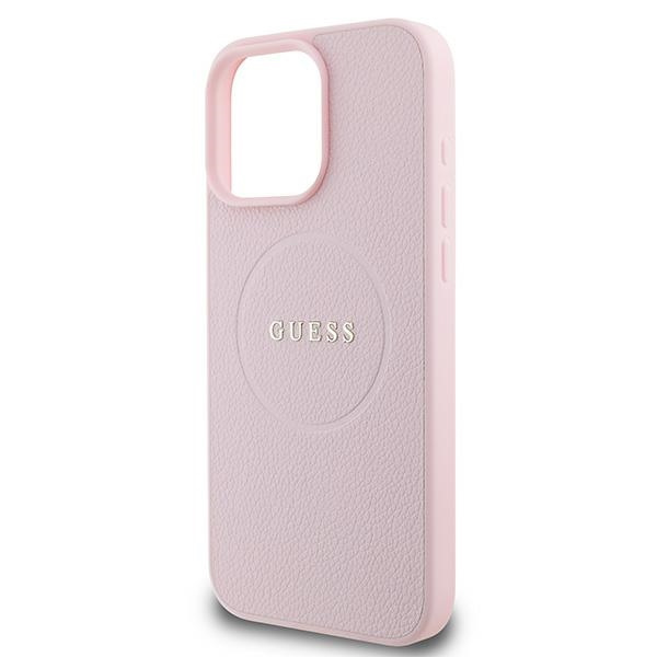 Etui Guess iPhone 16 Pro 6.3" różowy/pink hardcase Grained Ring MagSafe
