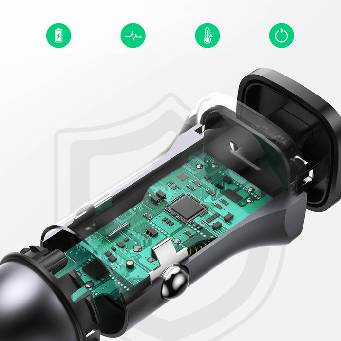 Ugreen fast nabíječka auto USB-A / USB-C 18W šedá (CD130)