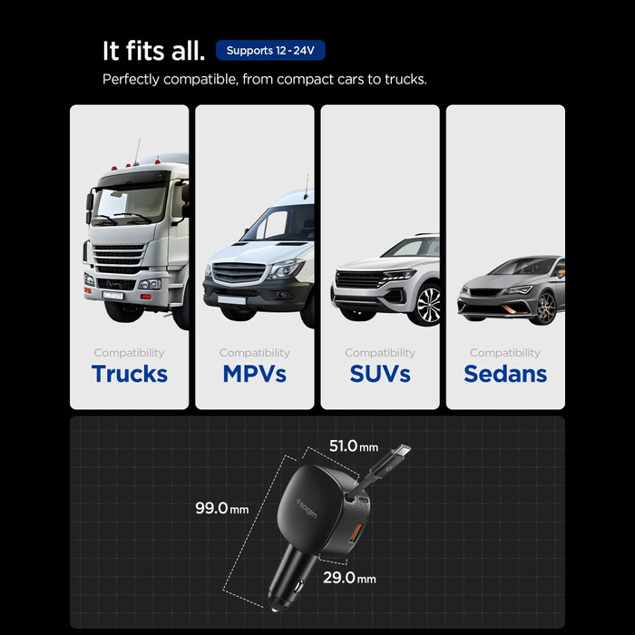 Spigen EV603BT ESSENTAIL AUTOLADEGERÄT 60W SCHWARZ